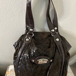 Nicole Dark Brown Textured Shoulder Bag